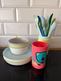 IKEA children's plastic dishes and non-spill mug