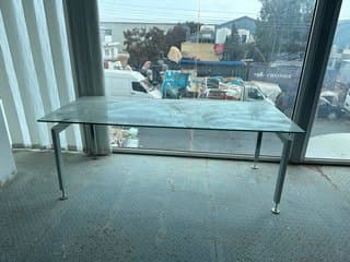 Large office desk with glass top