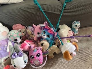 Lot of toys, dogs, battery-powered rabbit