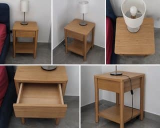 Modern Oak Bedside Table with Drawer & Shelf