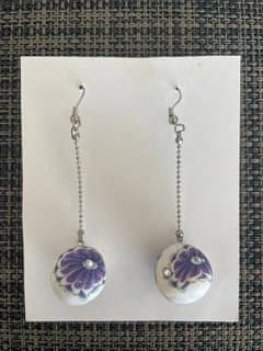 Hook earrings with beads and rhinestones