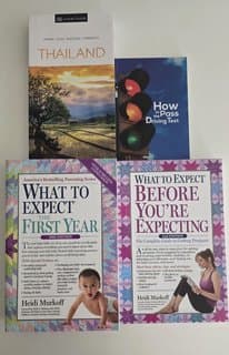 Books in English: What to Expect series, Eyewitness Thailand, Cyprus Driving Test