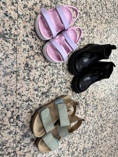 Zara boots size 24, Crocs C6, H&M sandals size 25
