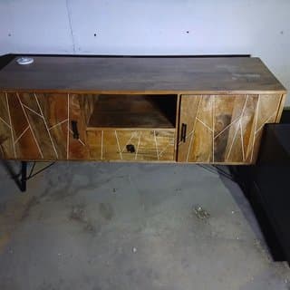 Wooden TV stand with handmade design